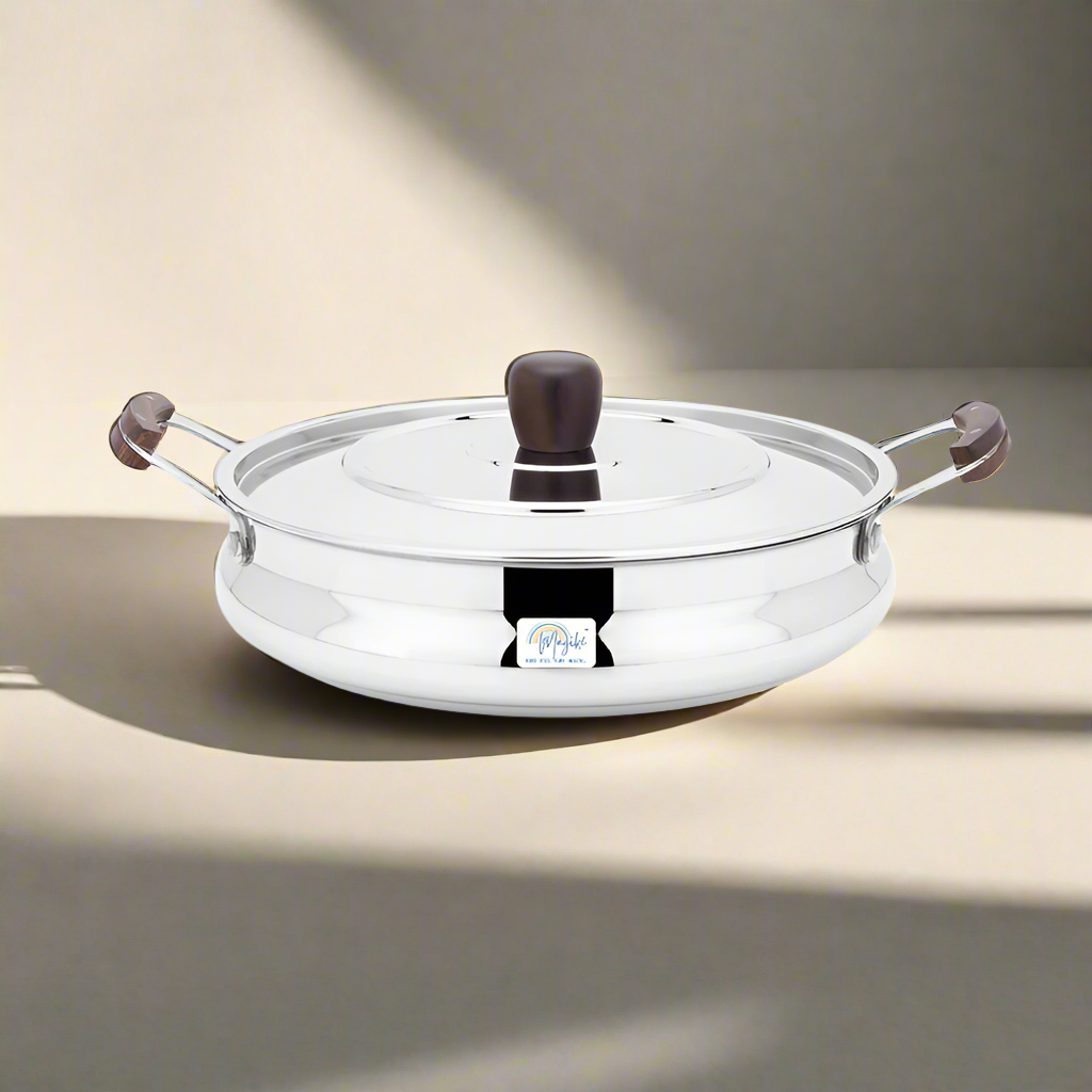 HANDI DISH WITH WOODEN HANDLES AND KNOB - PLAIN (BIG)