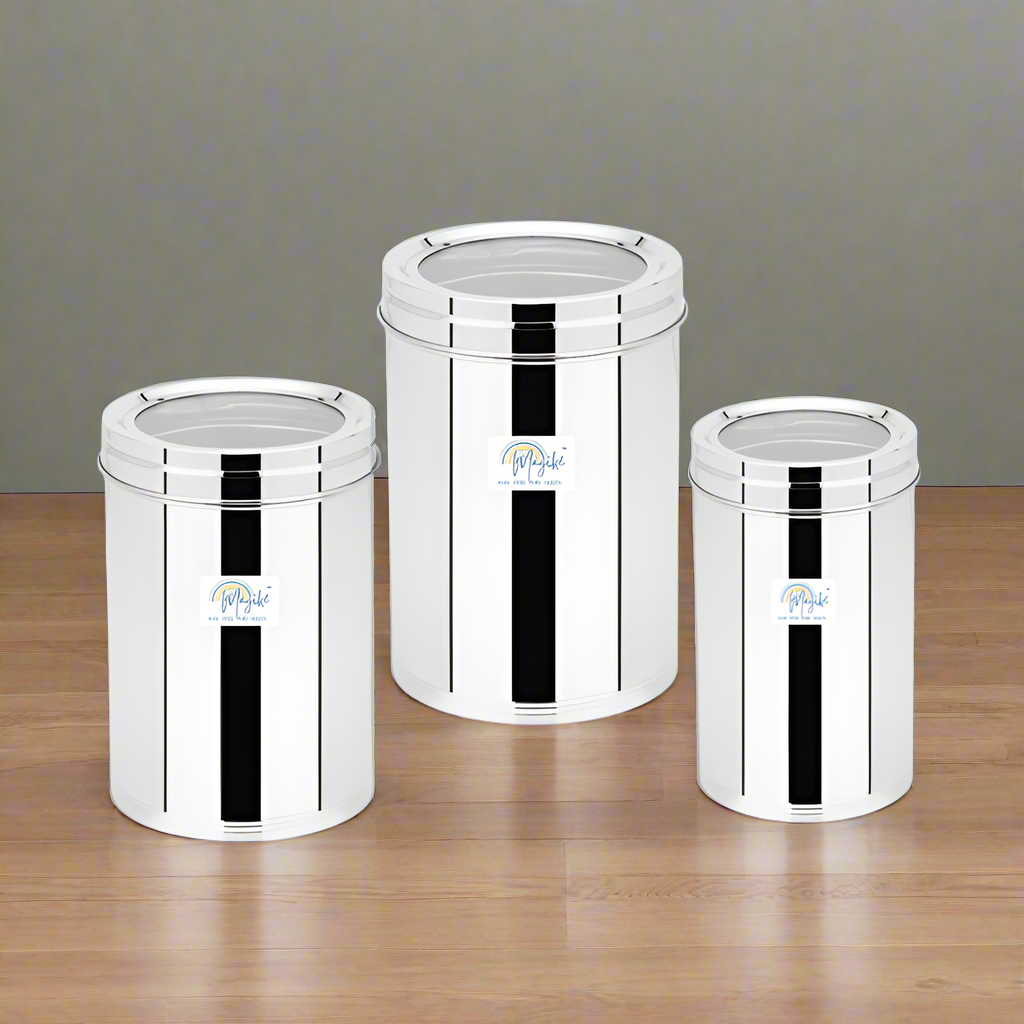 Magike SS Canister - 3 Pcs set (Plain) 1500ml, 2000ml, & 3000ml
