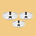HANDI DISH WITH WOODEN HANDLES AND KNOB - HAMMERED (3 PCS SET) - Magike India