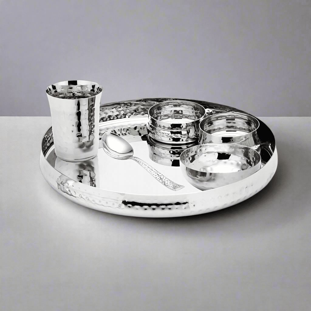 MAGIKE BULGING THALI SET (HAMMERED) - 6 PCS SET - Magike India