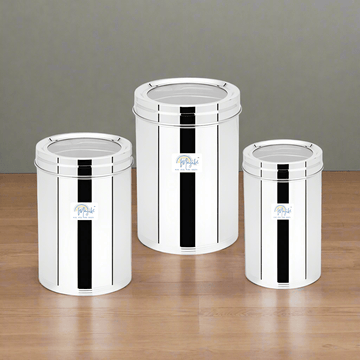 Magike SS Canister - 3 Pcs set (Plain) 1500ml, 2000ml, & 3000ml - Magike India