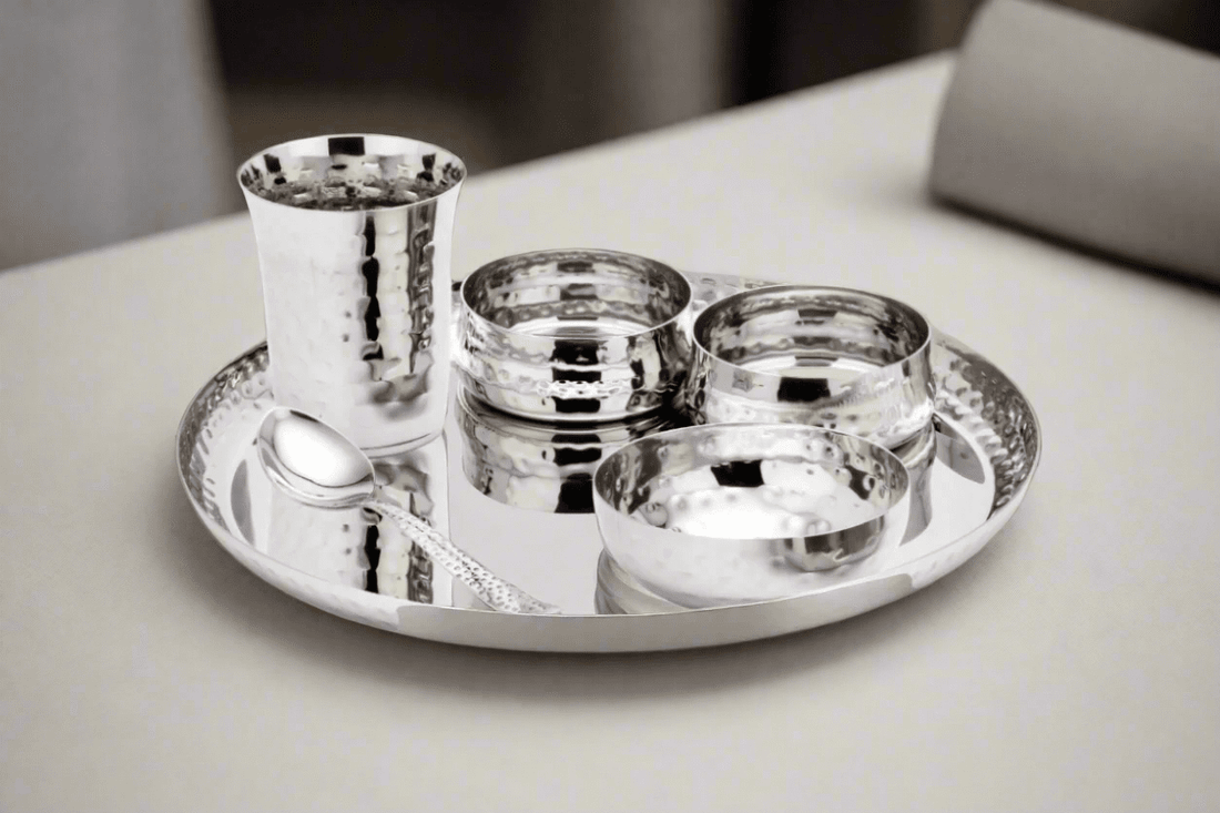 MAGIKE SS DINNER SET (HAMMERED) - 6 PCS SET - Magike India
