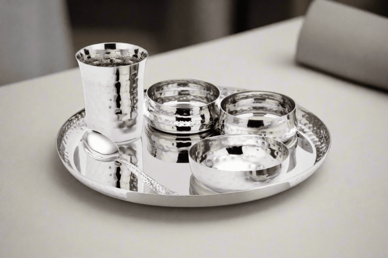 MAGIKE SS DINNER SET (HAMMERED) - 6 PCS SET - Magike India